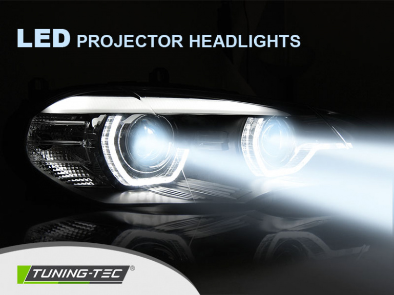 VOLL LED Angel Eyes Scheinwerfer für BMW X5 E70 07-13 schwarz